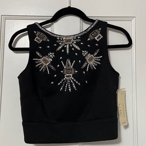 Nicole Miller Embellished Cropped Top